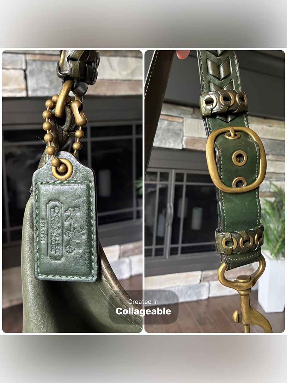 Coach Bleecker Bottle Green Xl Leather Duffle Bucket … - Gem